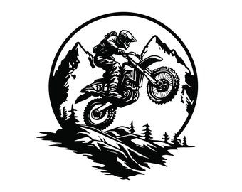 MOTOCROSS RIDER SVG, Motocross Rider Svg Files For Cricut, Motocross Rider Clipart, Mountain Svg