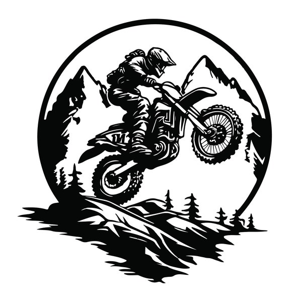 MOTOCROSS RIDER SVG, Motocross Rider Svg Files For Cricut, Motocross Rider Clipart, Mountain Svg