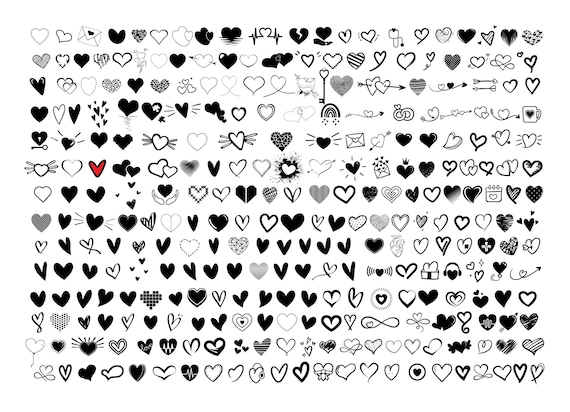 HEART Bundel SVG, HEART Doodle Svg, Heart Svg Cut Files For Cricut, Heart Clipart, Hand Drawn Heart Svg
