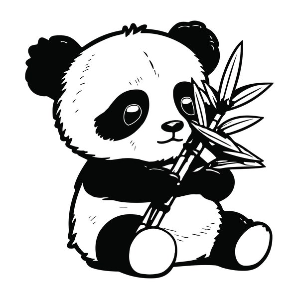 PANDA SVG, Svg PANDA mignon, dessin animé Panda Svg, Clipart Panda, fichiers Svg Panda pour Cricut