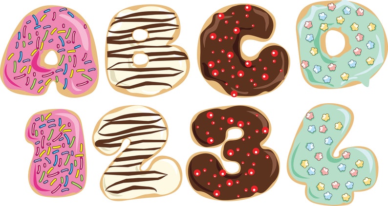 Donut alphabet svg files donut alphabet clipart donut font  etsy Donut alphabet svg files donut alphabet clipart donut font  etsy
