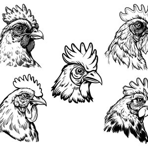 TÊTE DE POULET SVG, clipart poulet, fichier svg tête de poulet pour Cricut, svg de la vie à la ferme, Svg de poule