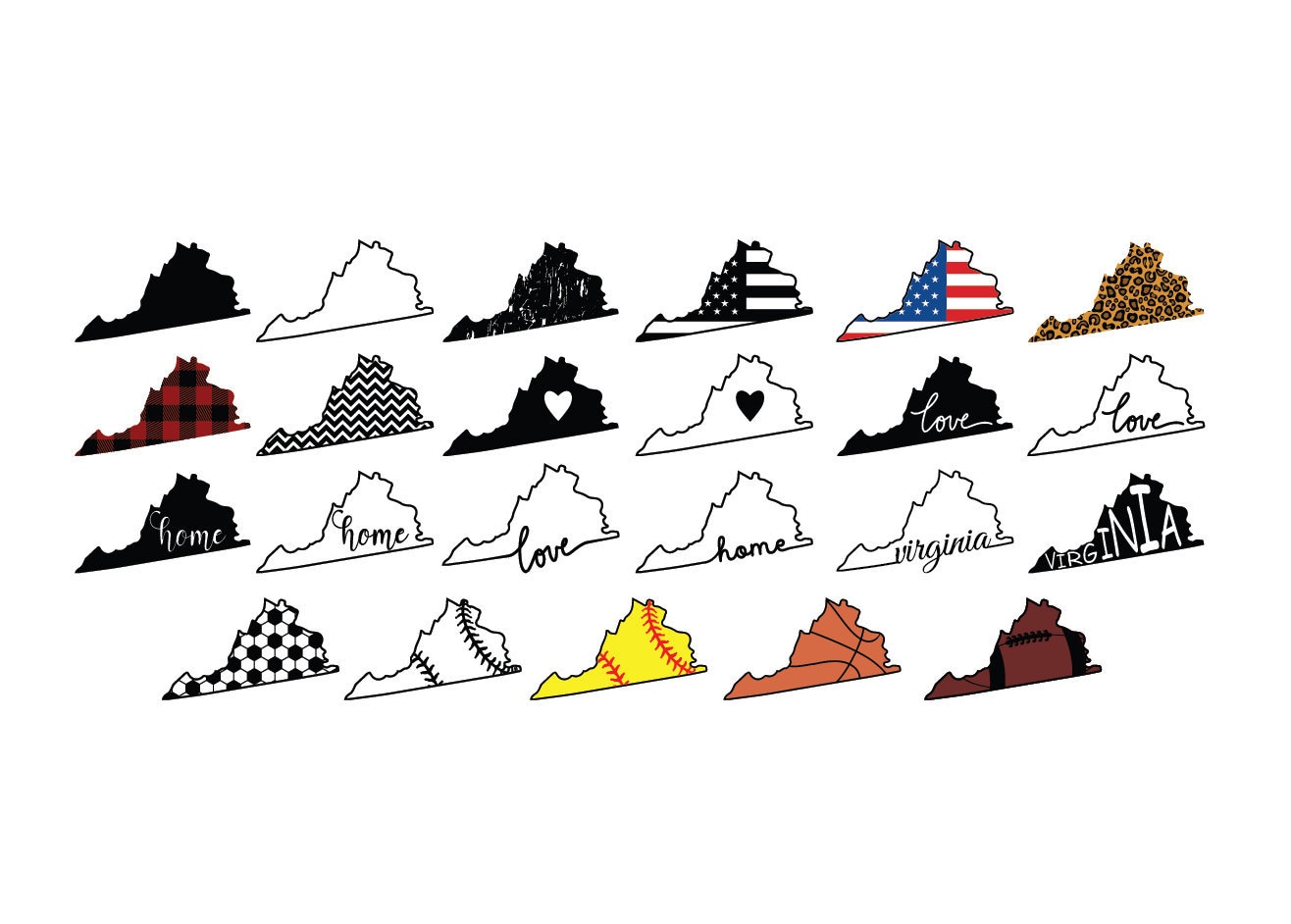 VIRGINIA STATE SVG, Virginia State Clipart, Virginia state silhouette cut files for Cricut, Virginia outline