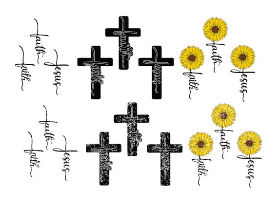Download Faith Cross Svg Distressed Faith Cross Svg Faith Sunflower Etsy