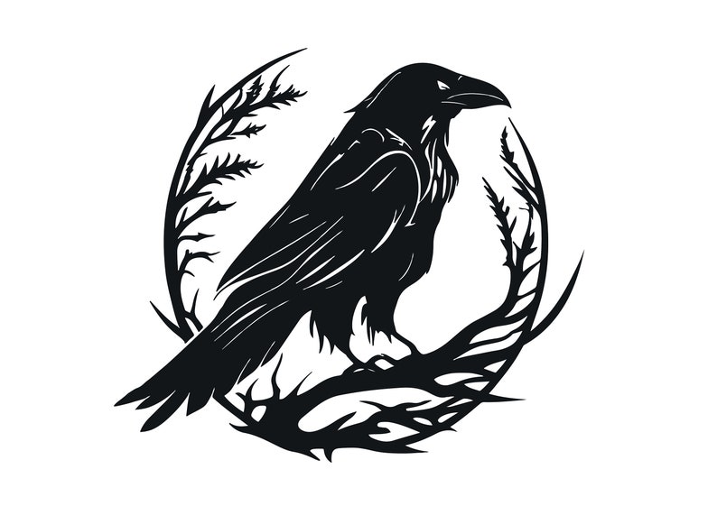 CROW SVG, CROW Clipart, Crow Svg Files For Cricut, Bird Svg Cut File, Outdoors Svg image 1