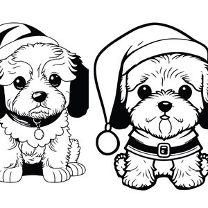 Chien de père Noël SVG, clipart père Noël, père Noël fichiers Svg pour Cricut, père Noël mignon chien Svg