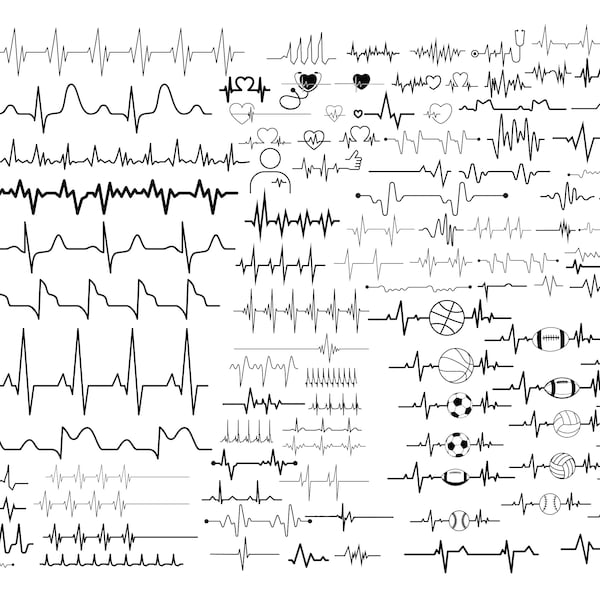 HEARTBEAT SVG Bundle, HEARTBEAT Clipart, Heartbeat Svg cut files for Cricut,  Heart beat svg