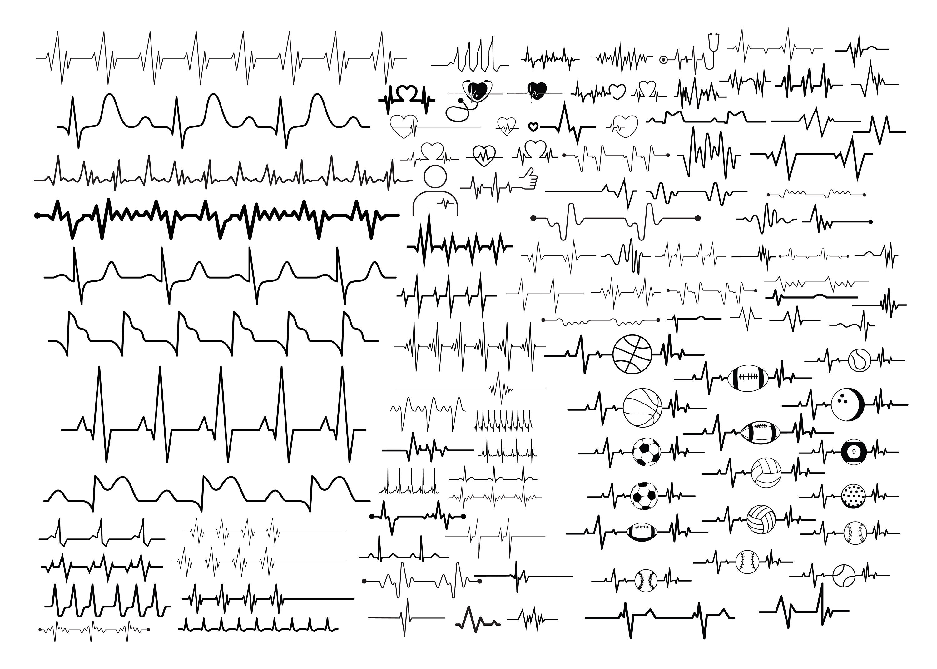 Heart Rythms Vector Design Cardiac Rhythms Clip Art