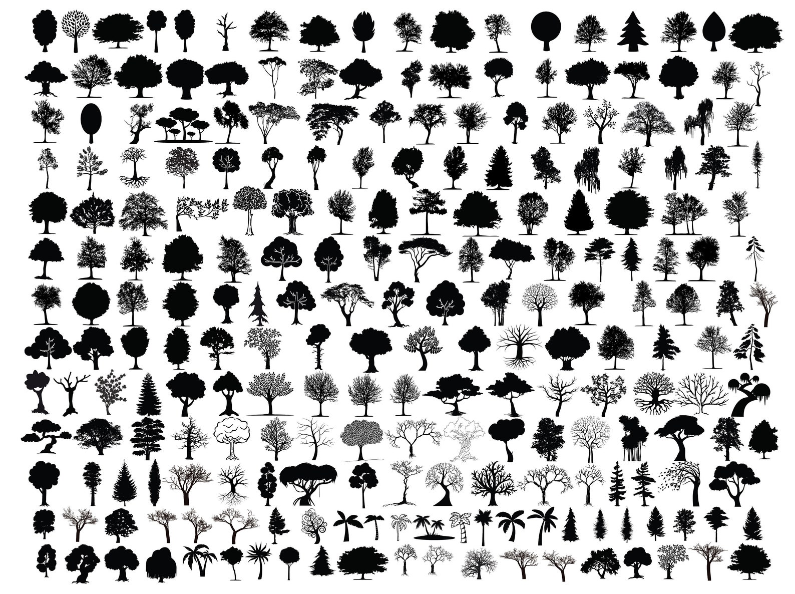 TREE SILHOUETTE SVG Bundle Tree Cut Files for Cricut Forest - Etsy