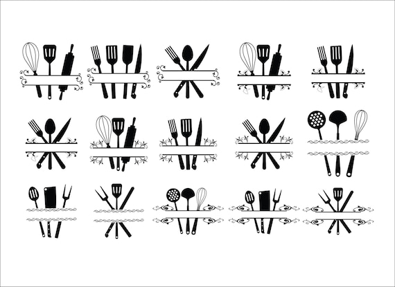 Download Kitchen Utensils Svg Cooking Svg Kitchen Monogram Svg Etsy