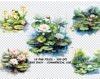 Aquarell Seerosenteich Clipart, Aquarell Seerosenteich Png-Dateien, transparenter Hintergrund Png