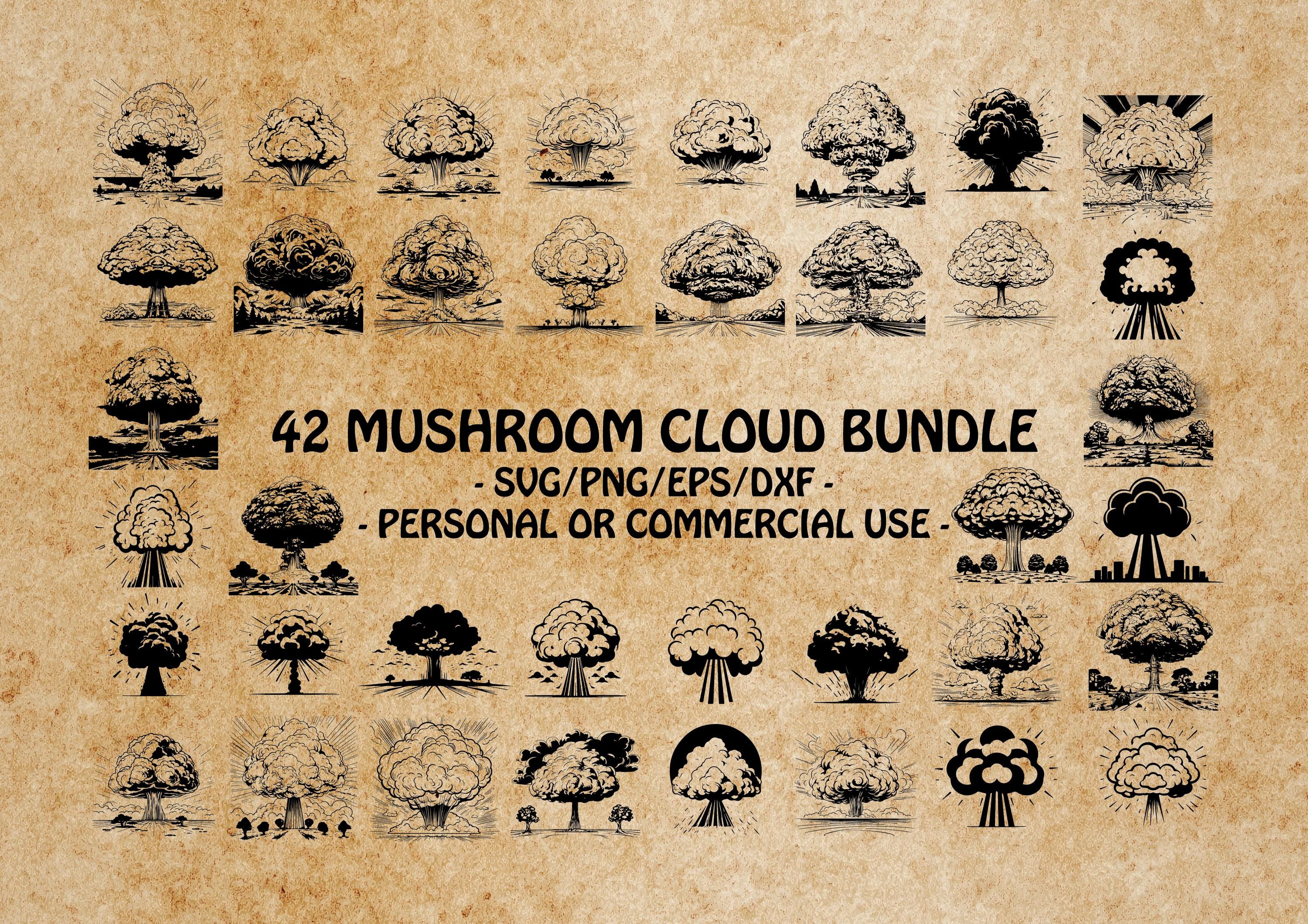MUSHROOM CLOUD SVG, Atomic Blast Clipart, Fallout Cloud Design Svg Files For Cricut, Nuclear Explosion Art