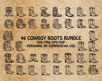 COWBOY BOOTS SVG, Western Boots Clipart, Ranch Style Design Svg Files For Cricut, Floral Cowboy Art