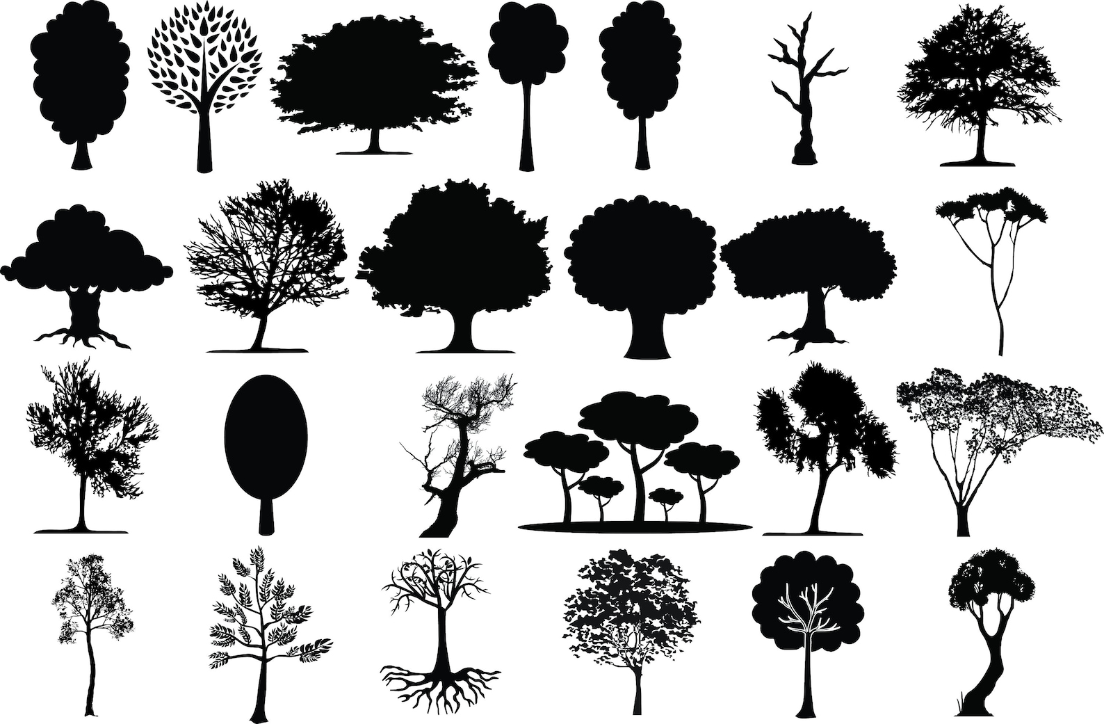 TREE SILHOUETTE SVG Bundle Tree Cut Files for Cricut Forest - Etsy
