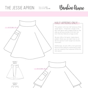 How To Sew A Half Retro Apron for Women - A Printable Sewing Pattern + Tutorial - Full and Double Skirts Half Retro Aprons