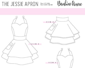 How To Sew A Retro Apron for Women // A Printable Sewing Pattern + Tutorial // Full, Half, Double Skirts, and Sweetheart Neckline Aprons