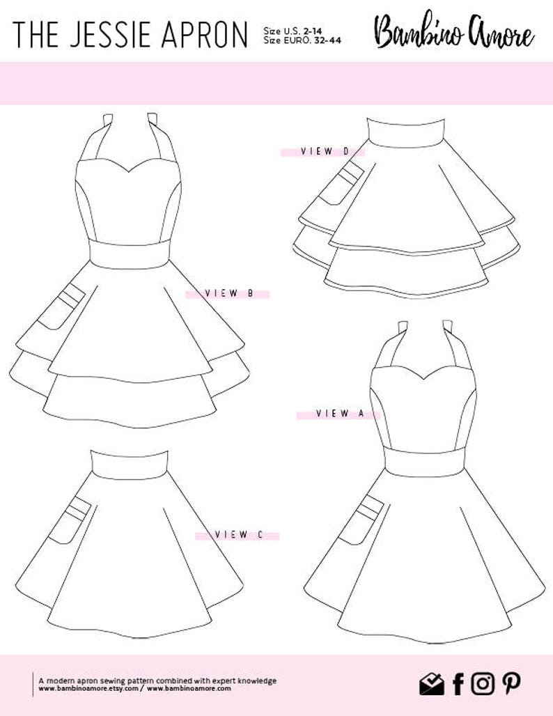 Vintage Aprons, Retro Aprons, Old Fashioned Aprons & Patterns How To Sew A Retro Apron for Women // A Printable Sewing Pattern + Tutorial // Full Half Double Skirts and Sweetheart Neckline Aprons $9.00 AT vintagedancer.com