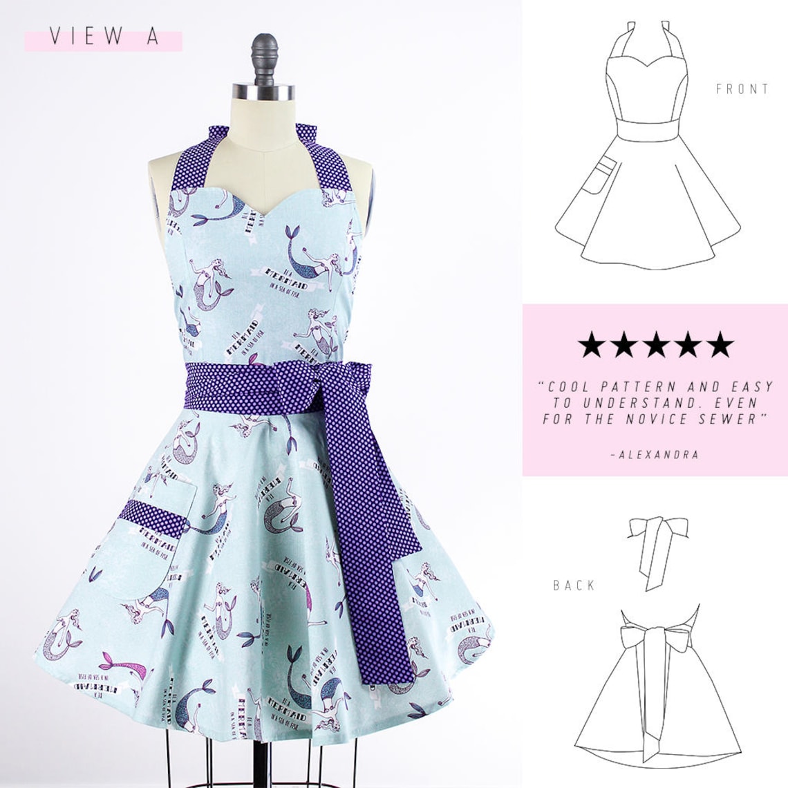 How To Sew A Full Retro Apron for Women A Printable Sewing | Etsy