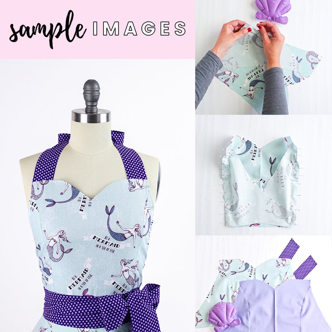 How To Sew A Full Retro Apron for Women A Printable Sewing | Etsy