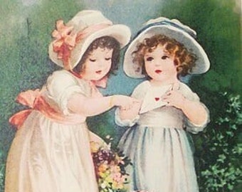 Little Girls Counted Cross Stitch Pattern, Vintage Cross Stitch, Floral Cross Stitch, Summer Cross Stitch – PDF Download