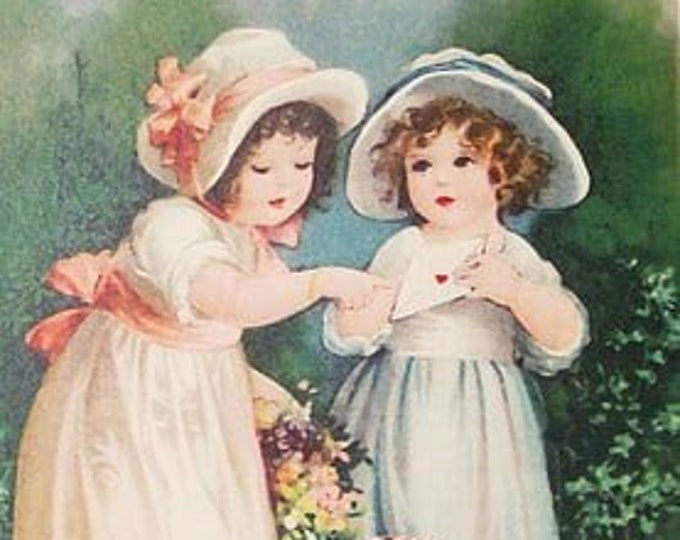 Little Girls Counted Cross Stitch Pattern, Vintage Cross Stitch, Floral Cross Stitch, Summer Cross Stitch – PDF Download