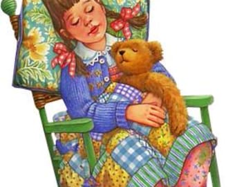 Little Girl and Her Teddy Bear Counted Cross Stitch, Children - PDF Download
