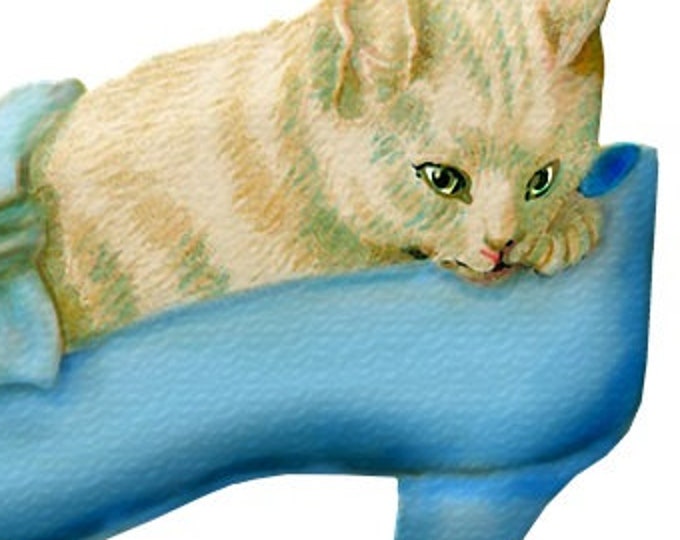 Cat in a Shoe Counted Cross Stitch, Vintage Cross Stitch, Kitten Cross Stitch – PDF Download