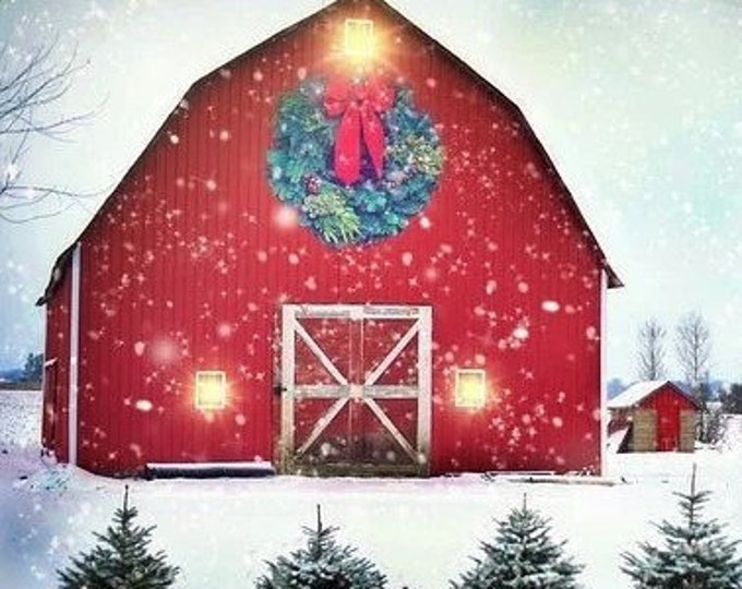 Christmas Barn Counted Cross Stitch Pattern, Scenic Christmas Counted Cross Stitch -PDF Download
