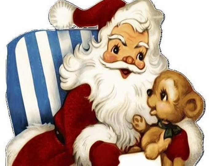 Santa and Teddy Bear Counted Christmas Cross Stitch Pattern; Christmas Decor (PDF Download)