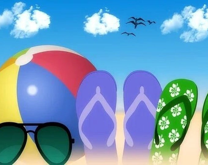 Summertime Counted Cross Stitch Pattern, Flip Flops, Sunglasses, Beach Ball, Beach Cross Stitch Pattern – PDF download