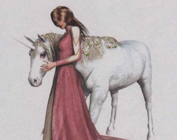 Princess and Unicorn Counted Cross Stitch Pattern, Fantasy Cross Stitch, Fairytale Counted Cross Stitch Design – PDF Download