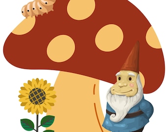 Cartoon Mushroom and Gnome Cross Stitch Pattern, Cute Cross Stitch Pattern, Fall Cross Stitch Pattern, Whimsical Cross Stitch – PDF Download