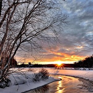 Winter Sunset Landscape Counted Cross Stitch Pattern (PDF Download)