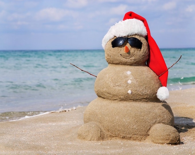 Sand Snowman Counted Cross Stitch Pattern, Christmas Beach Counted Cross Stitch Pattern, Holiday Cross Stitch Pattern – PDF Download