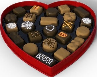 Heart Full of Chocolates Counted Cross Stitch Pattern, Valentine’s Day Cross Stitch Pattern, Romance Cross Stitch Pattern – PDF Download