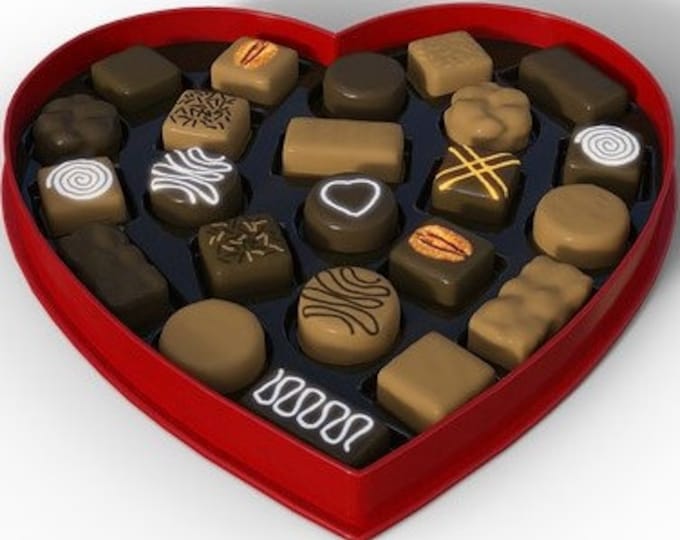 Heart Full of Chocolates Counted Cross Stitch Pattern, Valentine’s Day Cross Stitch Pattern, Romance Cross Stitch Pattern – PDF Download