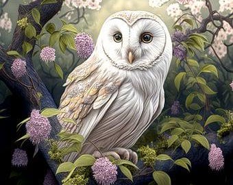 White Owl Counted Cross Stitch Pattern, Bird Cross Stitch, Floral Cross Stitch, Whimsical Cross Stitch – PDF Download