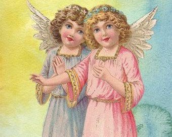 Angels Counted Cross Stitch Pattern, Vintage, Girls - PDF Download