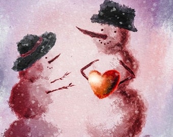 Snowman Love Counted Cross Stitch Pattern: Winter Scene (PDF Download)