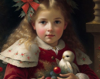 Christmas Girl Portrait Counted Cross Stitch Pattern (PDF Download)