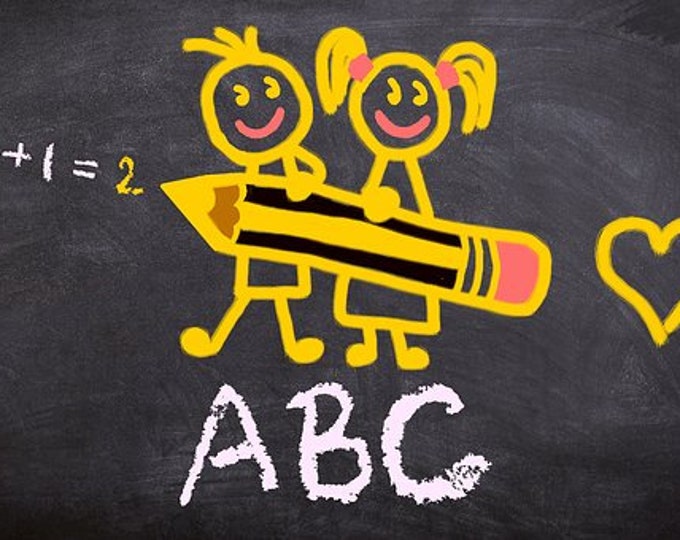 Back to School Counted Cross Stitch Pattern, Chalkboard ABC Cross Stitch Pattern, Cartoon Students Cross Stitch Teacher Gift - PDF Download