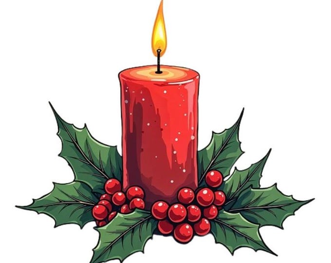 Christmas Candle with Holly Counted Cross Stitch Pattern, Holiday Décor – PDF Download