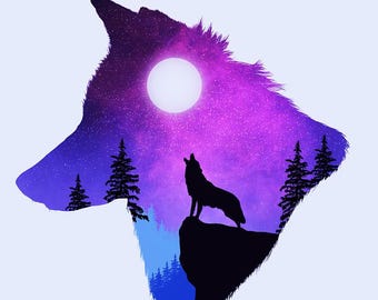 Wolf Counted Cross Stitch Pattern, Moon, Southwest, Nature – PDF Download