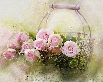Watercolor Roses Counted Cross Stitch Pattern, Romantic Cross Stitch, Rose Bouquet Cross Stitch – PDF Download