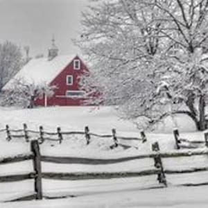 Winter Barn Counted Cross Stitch Pattern, Snowy Landscape (PDF Download)