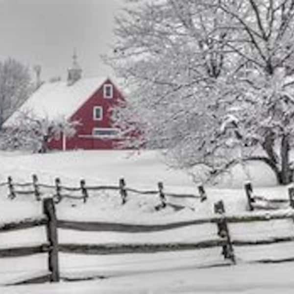 Winter Barn Counted Cross Stitch Pattern, Snowy Landscape (PDF Download)