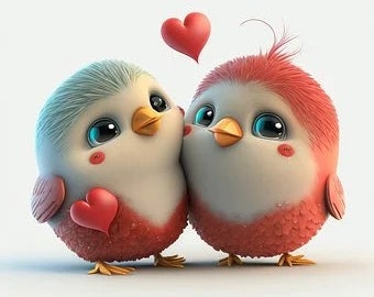 Love Birds Counted Cross Stitch Pattern, Valentine’s Day Counted Cross Stitch, Cartoon Cross Stitch, Love and Romance pattern – PDF Download