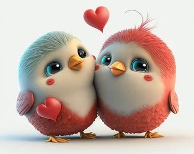 Love Birds Counted Cross Stitch Pattern, Valentine’s Day Counted Cross Stitch, Cartoon Cross Stitch, Love and Romance pattern – PDF Download