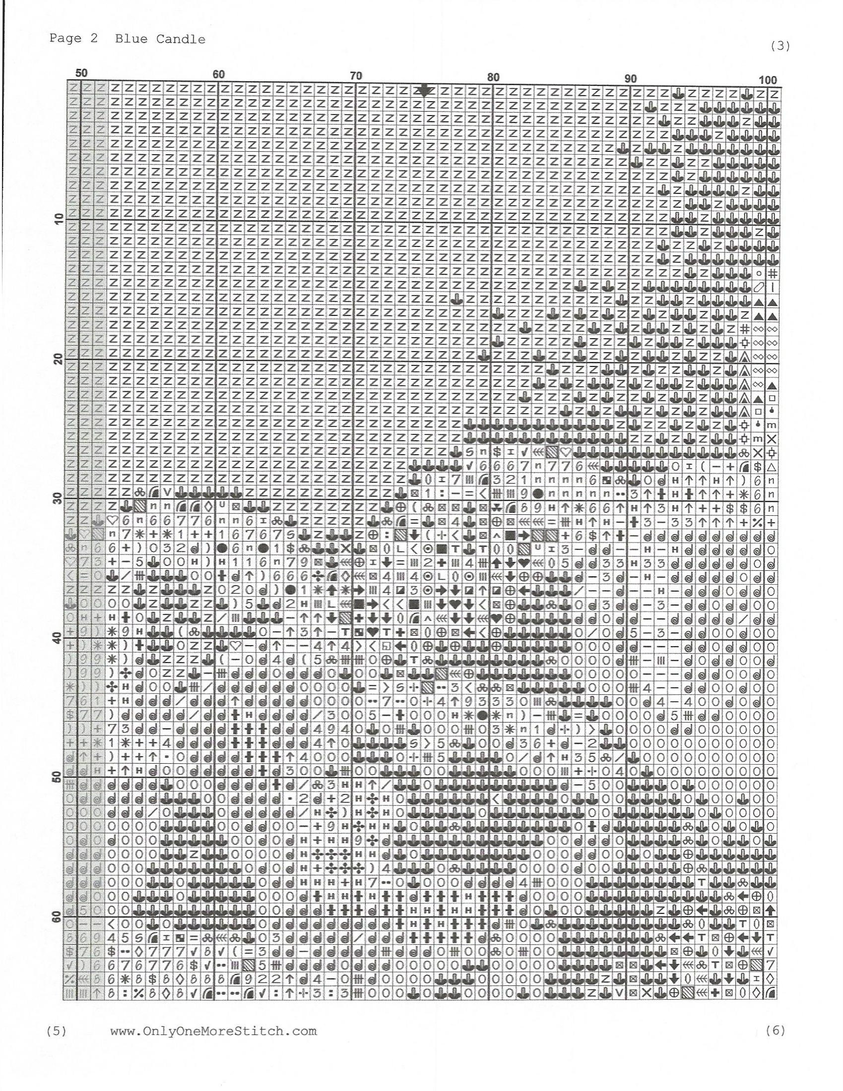 Blue Candle In Wreath Counted Cross Stitch Pattern
