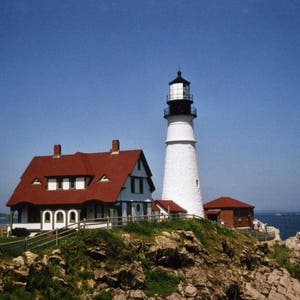 Portland Head Lighthouse Cross Stitch Pattern, Coastal Nautical (PDF Download)